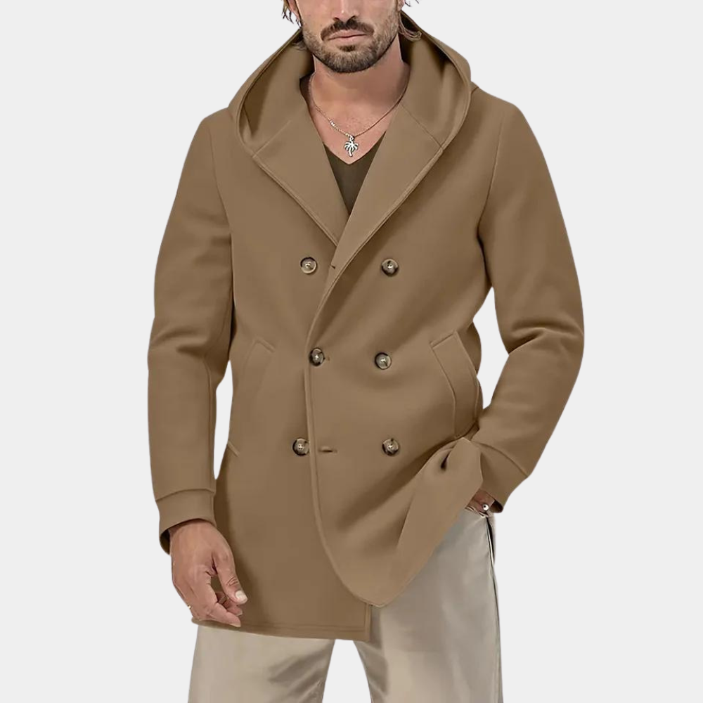 Modischer Herren-Trenchcoat mit Kapuze für einen entspannten Look