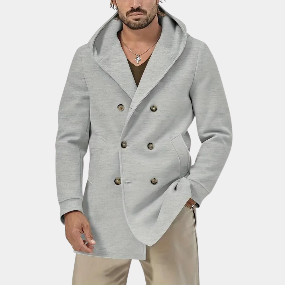 Modischer Herren-Trenchcoat mit Kapuze für einen entspannten Look