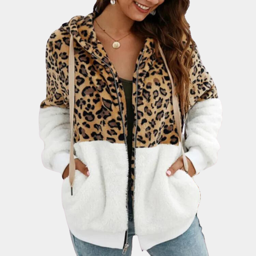 Trendiger Kapuzenpullover für Damen mit modischem Leopardenmuster