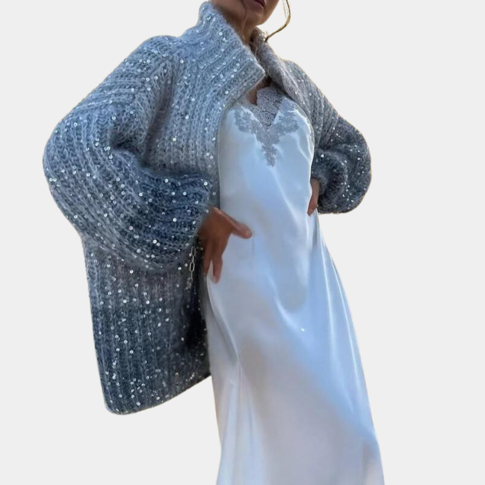 Elegantes Damen-Strickoberteil mit glitzernden Pailletten