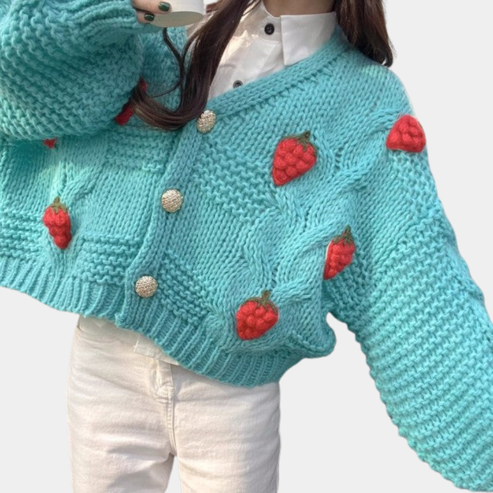 Krohn-e | Damenjacke mit Erdbeer-Details – Poppy