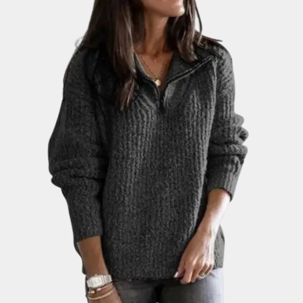 Damensweater Adrianna: Modern, bequem, mit kurzem Reißverschluss