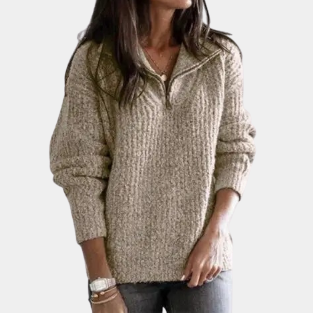Damensweater Adrianna: Modern, bequem, mit kurzem Reißverschluss