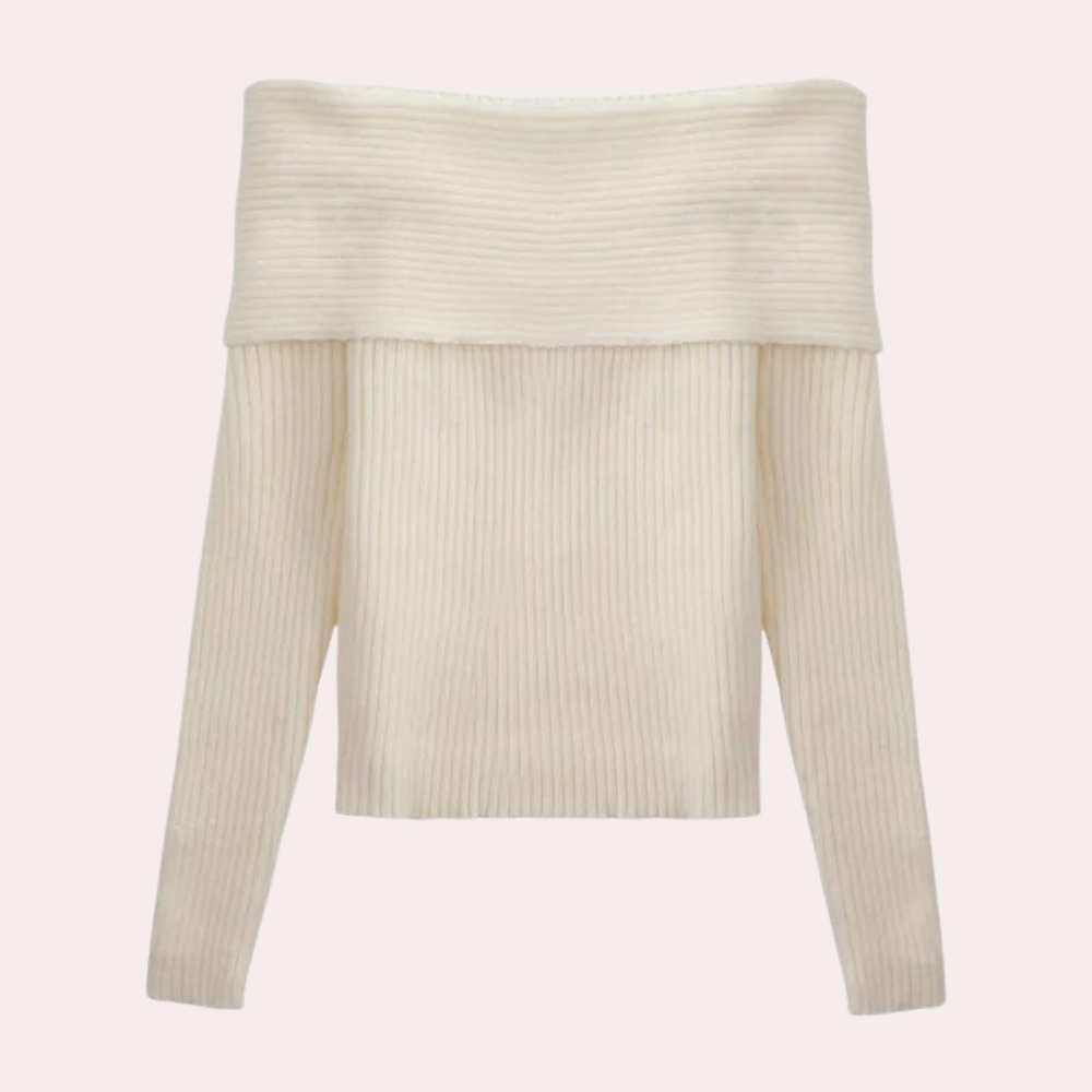 Eleganter Damen-Pullover von Leorina mit Off-Shoulder-Ausschnitt und raffiniertem Strickmuster