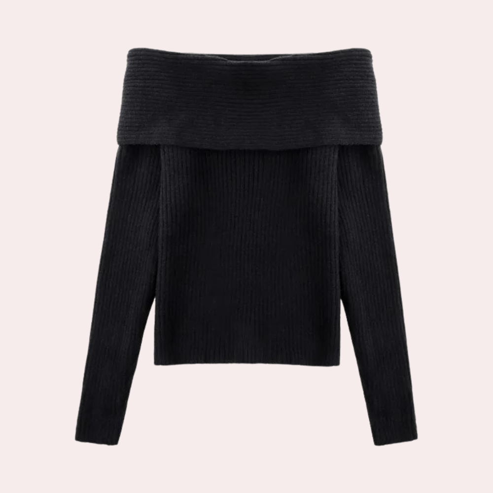 Eleganter Damen-Pullover von Leorina mit Off-Shoulder-Ausschnitt und raffiniertem Strickmuster