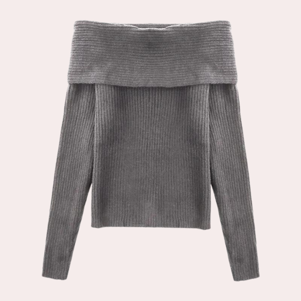 Eleganter Damen-Pullover von Leorina mit Off-Shoulder-Ausschnitt und raffiniertem Strickmuster