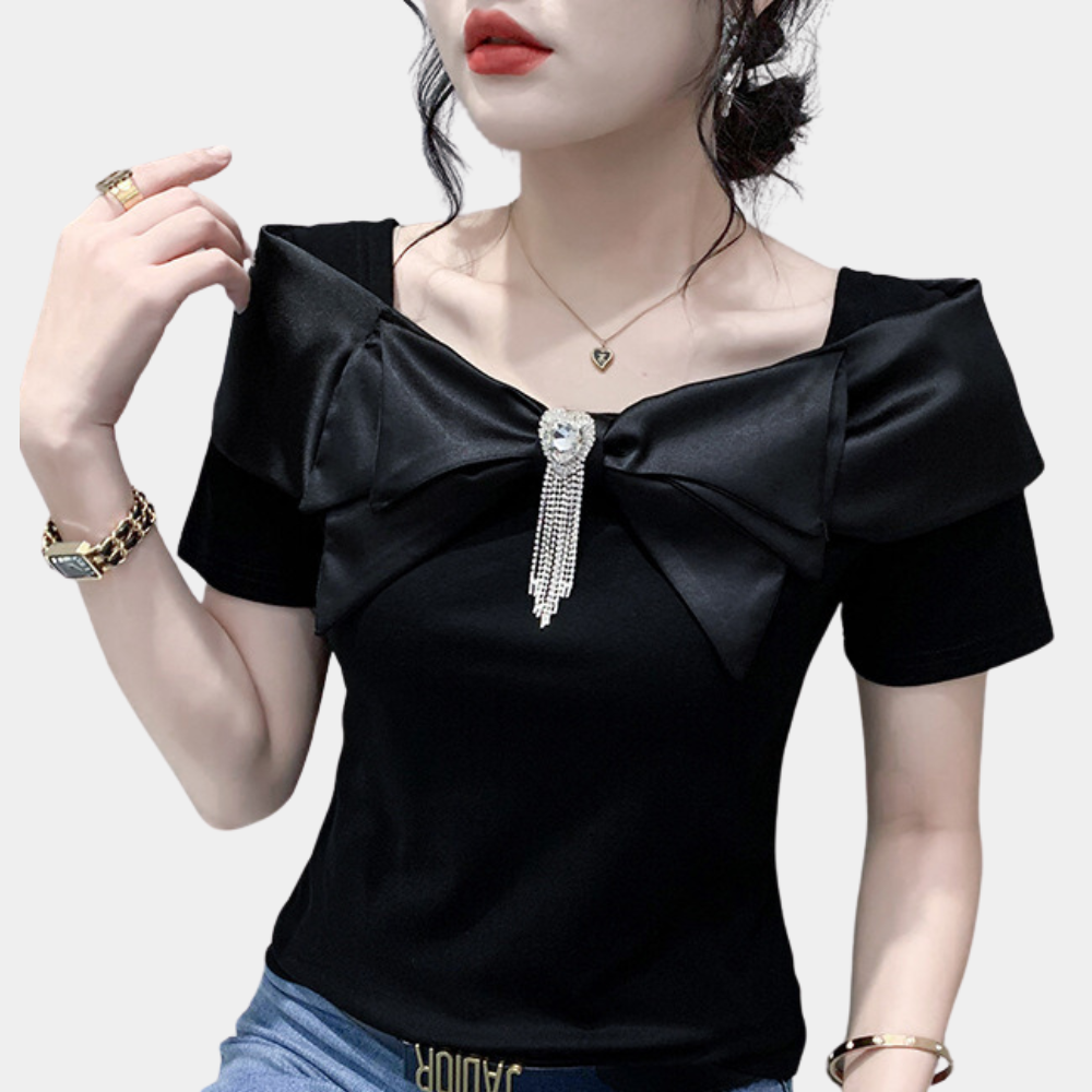 Damenbluse Belinda: Elegante Bluse mit Schleife