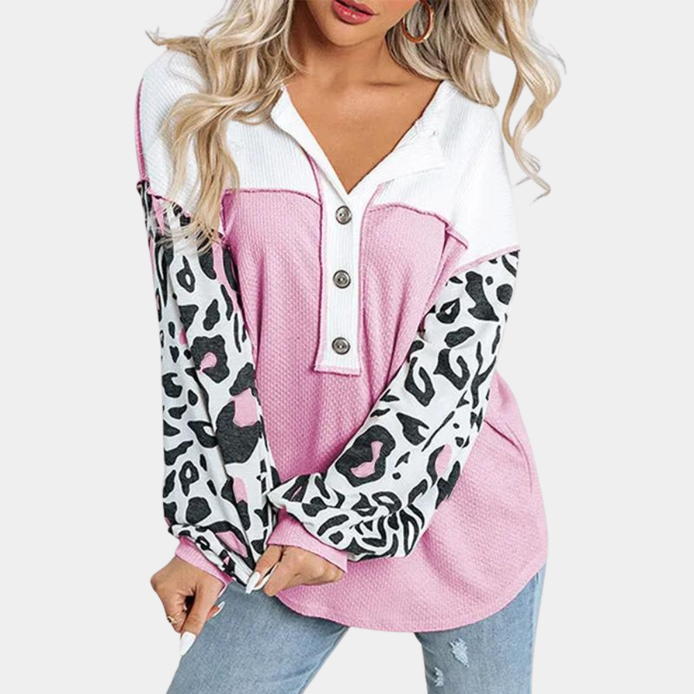 Modischer, bequemer Damenpullover mit angesagtem Leopardenmuster