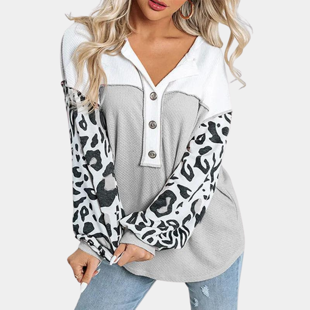 Modischer, bequemer Damenpullover mit angesagtem Leopardenmuster