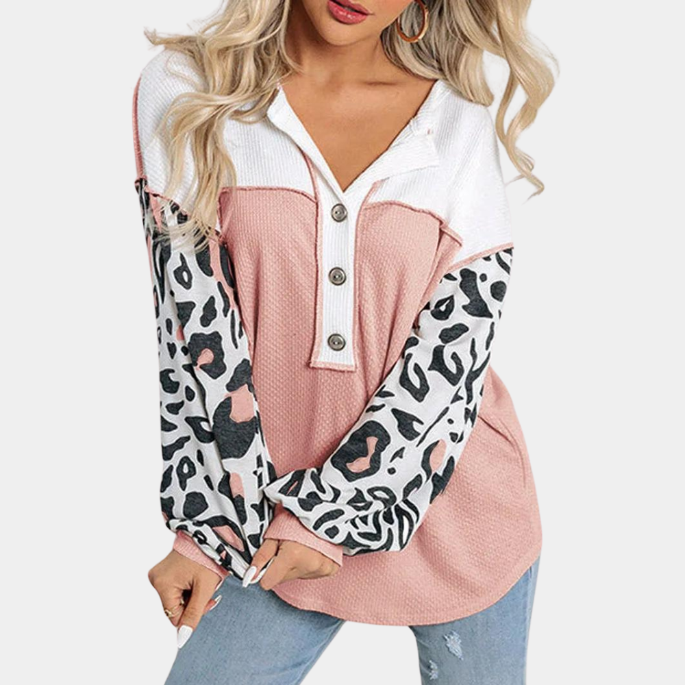 Modischer, bequemer Damenpullover mit angesagtem Leopardenmuster