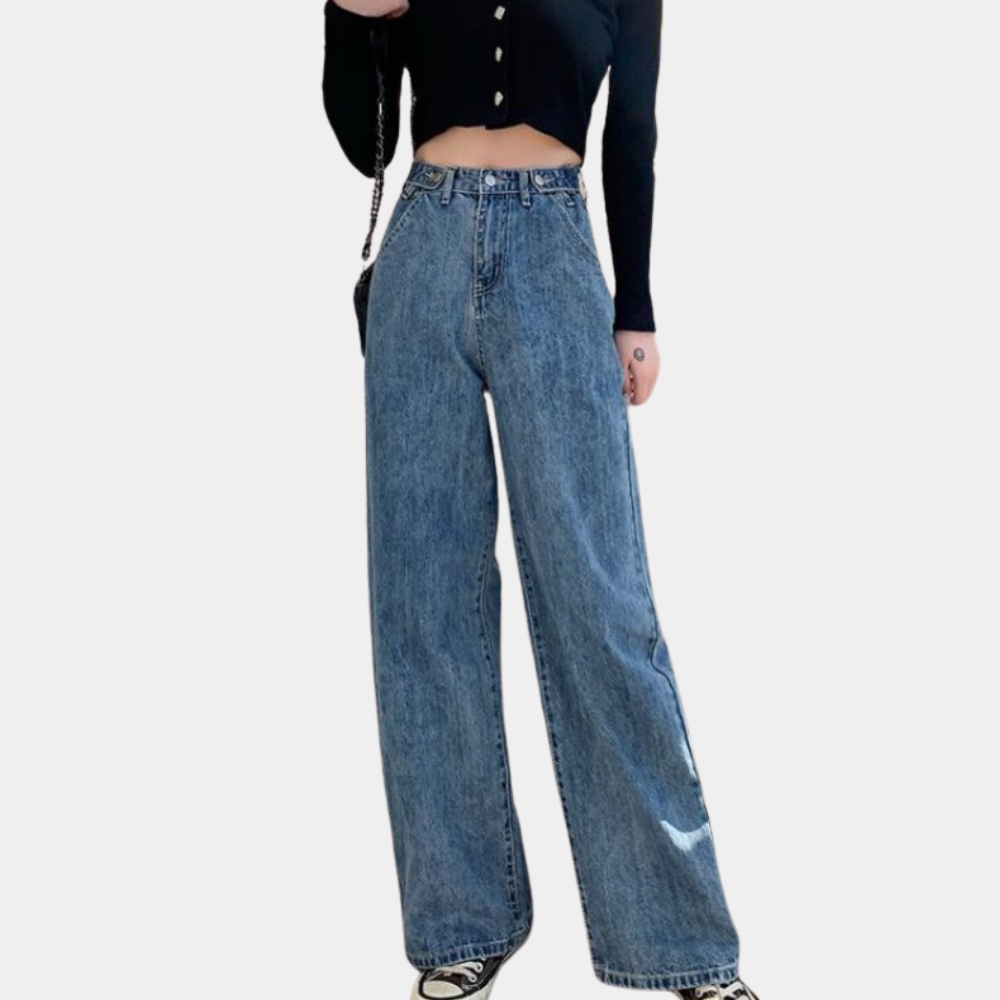 Weite Damenhose mit hoher Taille im modernen Stil