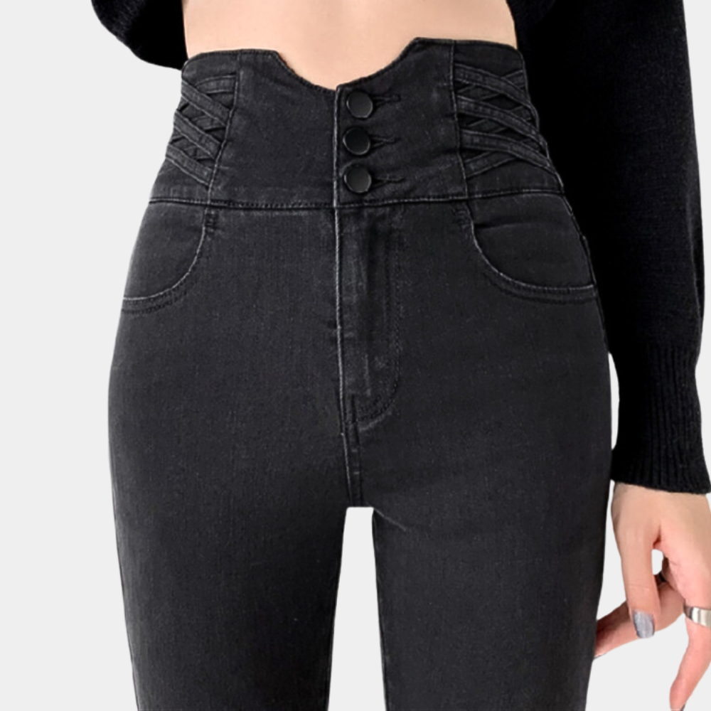 Modische Jeanshose mit hohem Bund für Damen
