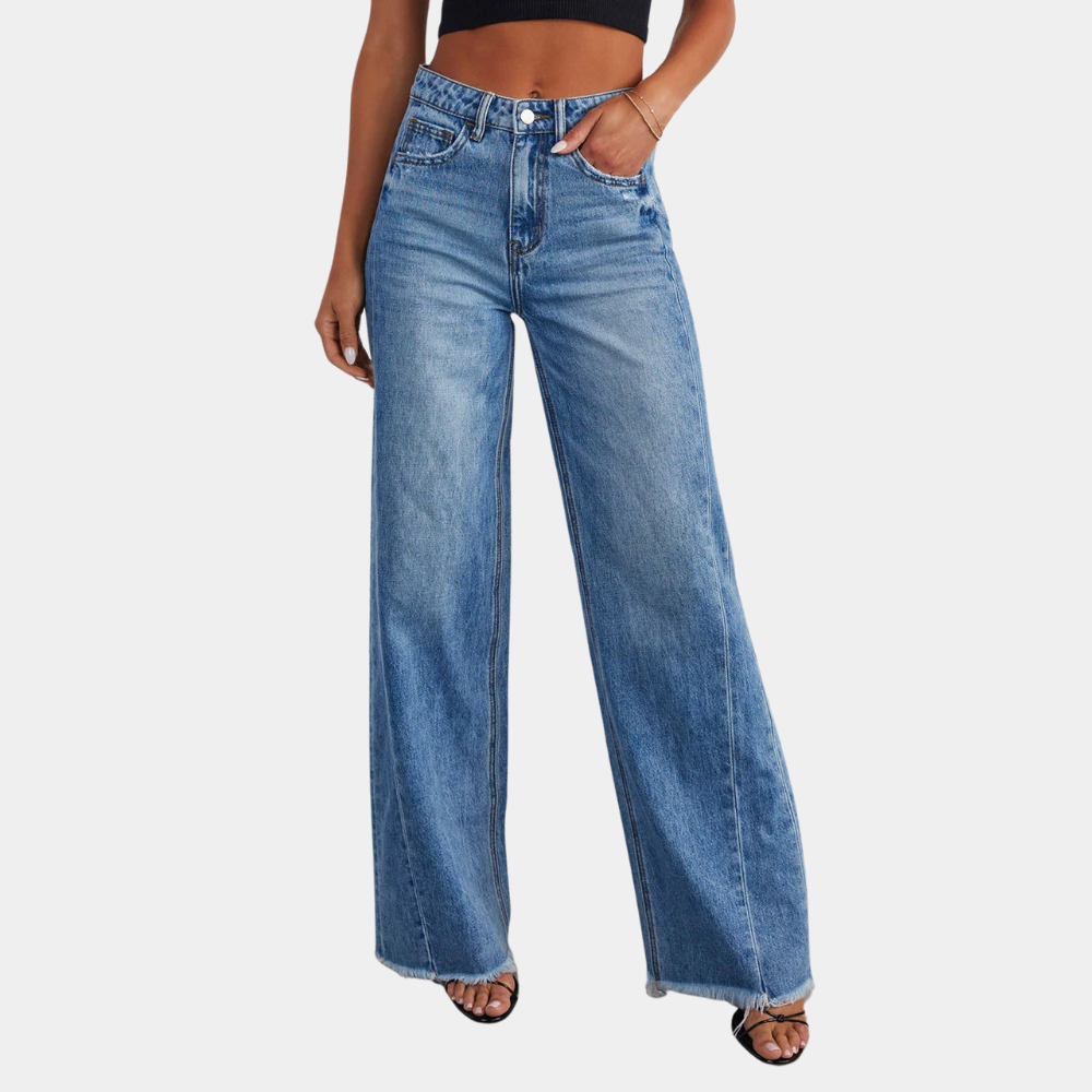 Modische Damenjeans mit hoher Bundhöhe