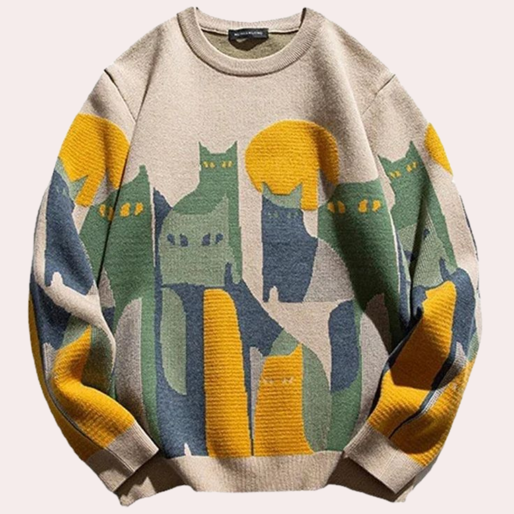 Modischer Damenpullover mit süßem Katzenmotiv von Erin