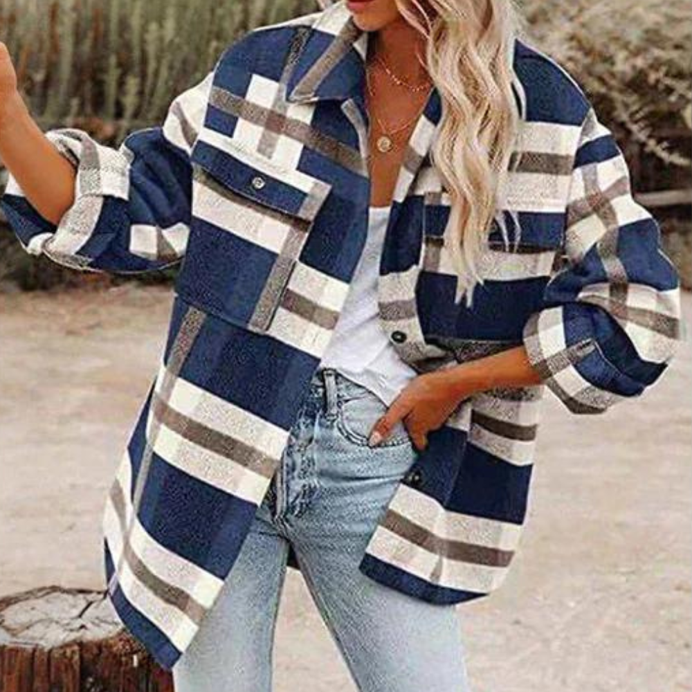 Krohn-e | Moderne karierte Herbstkuscheljacke für Damen
