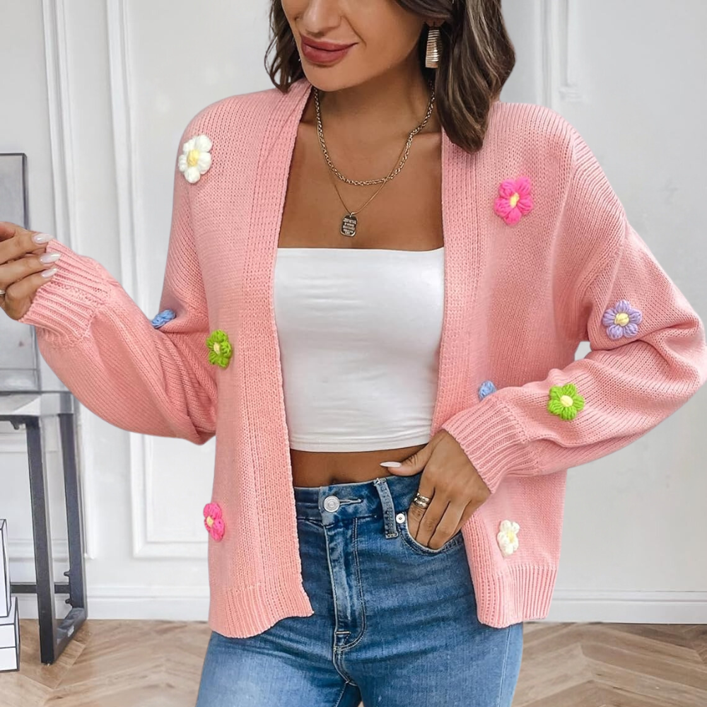 Krohn-e | Damenjacke mit 3D Blumen – Maribel