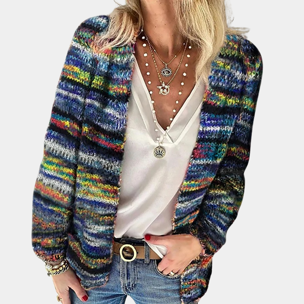 Modische Damenstrickjacke Lina mit V-Ausschnitt