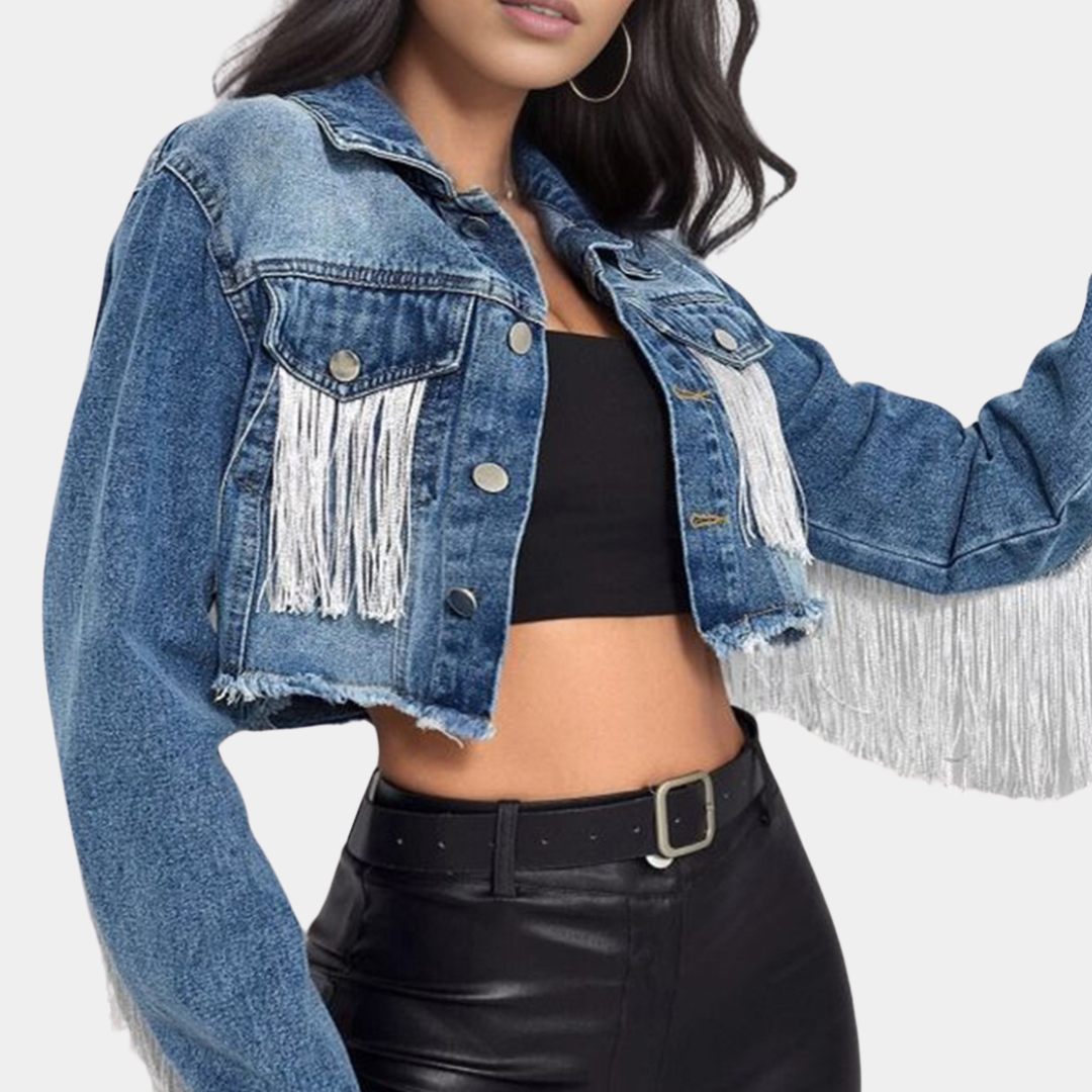 Modische Vintage-Jacke Lenore mit Fransen für Damen