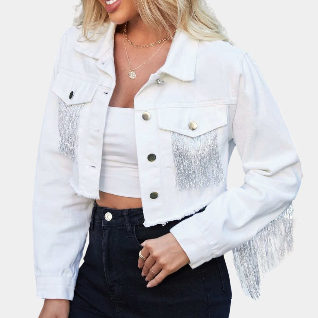 Modische Vintage-Jacke Lenore mit Fransen für Damen