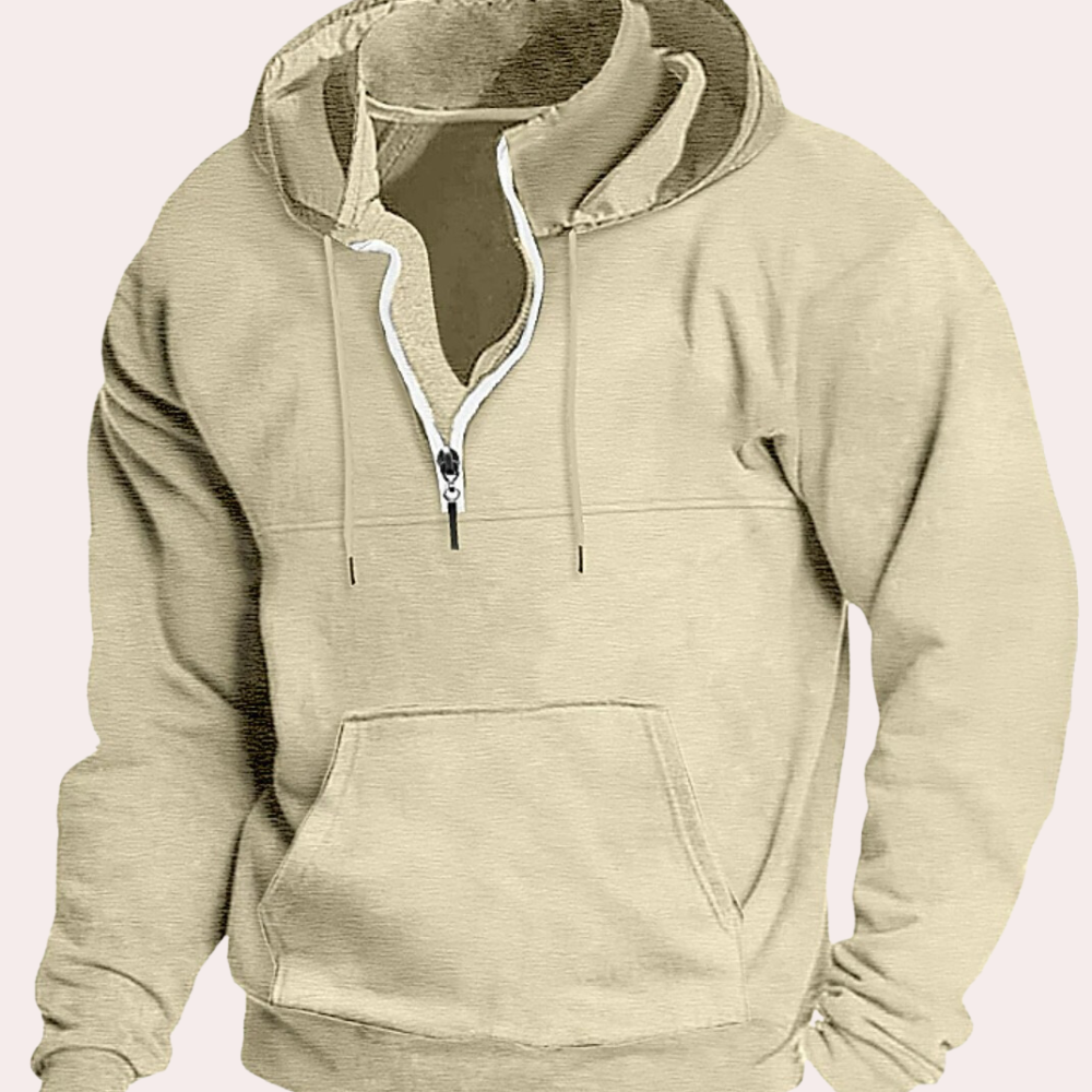 Herren-Hoodie mit Tasche und 1/4-Reißverschluss