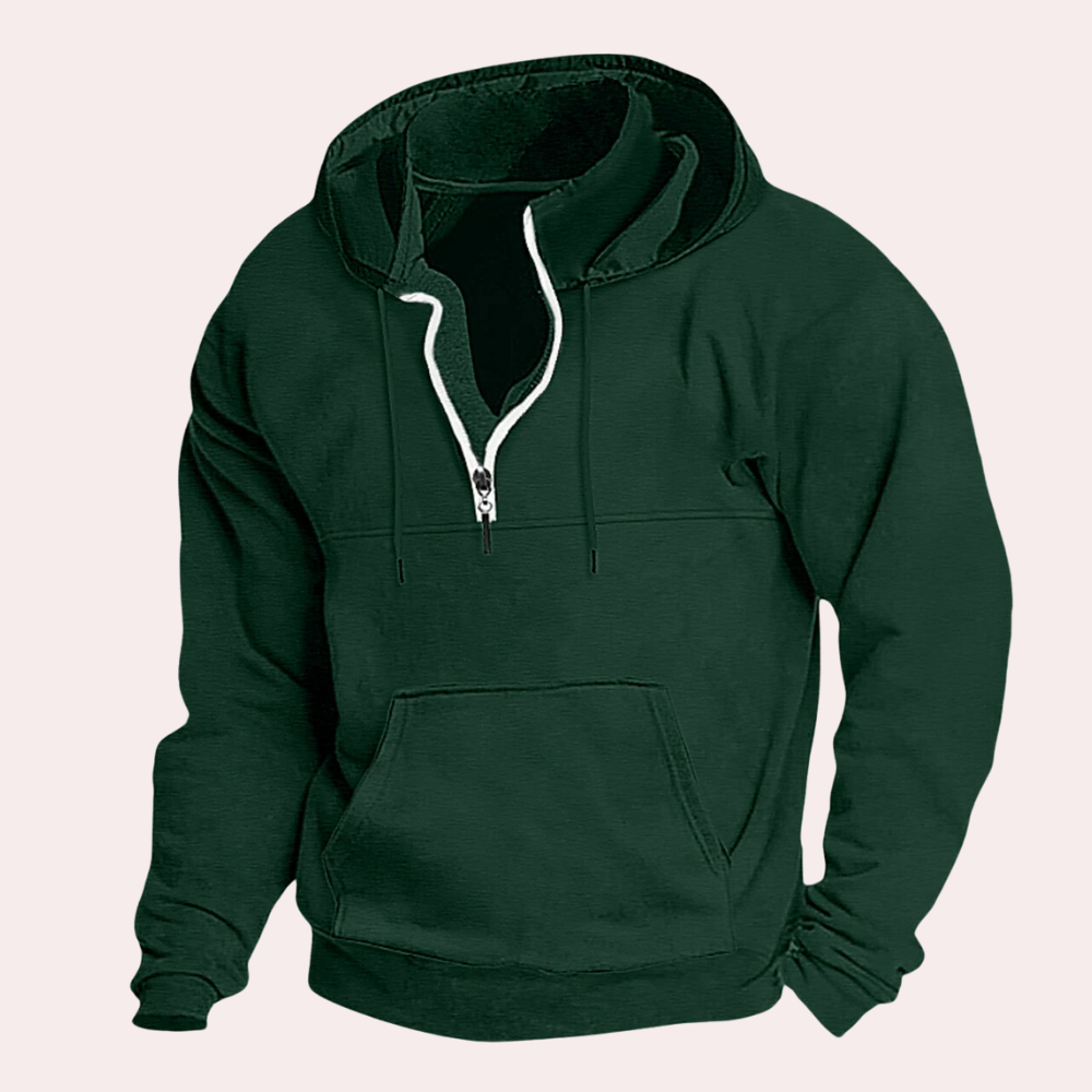 Herren-Hoodie mit Tasche und 1/4-Reißverschluss