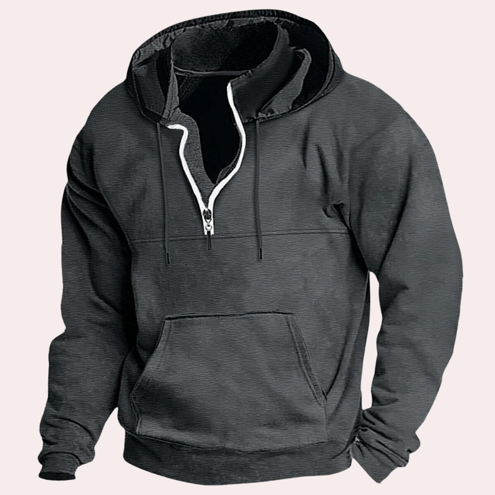 Herren-Hoodie mit Tasche und 1/4-Reißverschluss