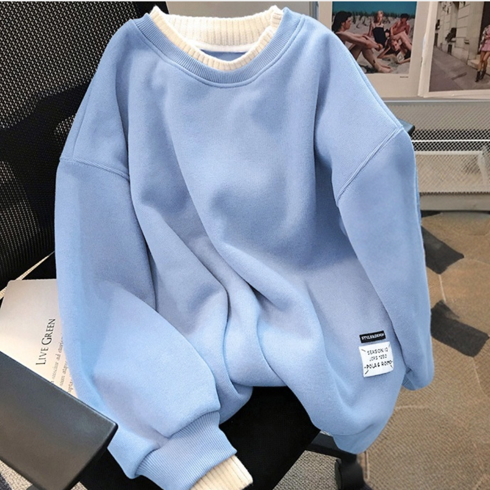 Entspannter Damenpullover mit Rippenstrick