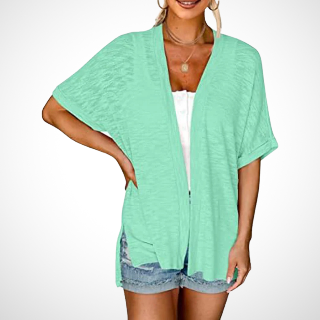 Rosal | Damen Kurzarm Cardigan Offen Leicht Sommer