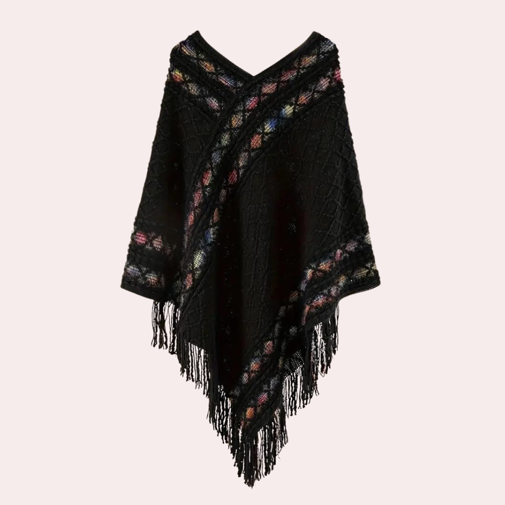 Modischer Boho-Poncho von Zoi für Damen mit V-Ausschnitt