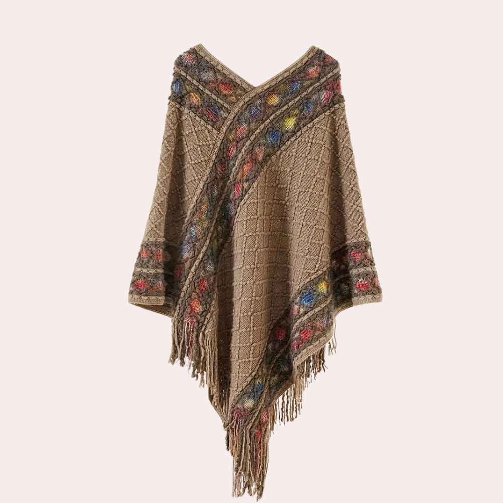 Modischer Boho-Poncho von Zoi für Damen mit V-Ausschnitt