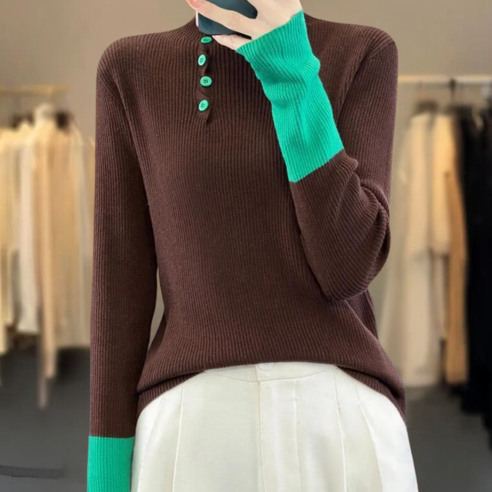 Elegantes Damen-Pullover mit hohem Kragen – Rhea