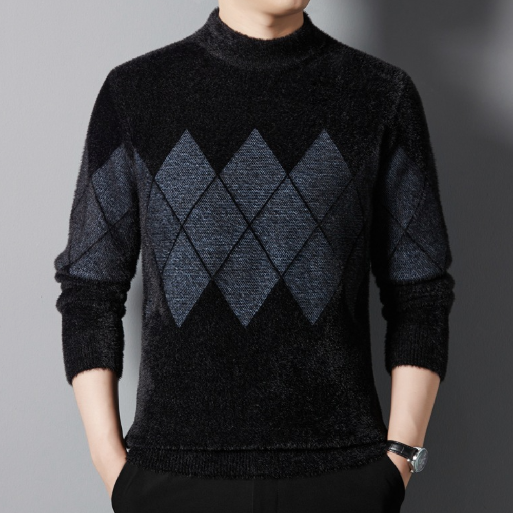 Herren-Rundhals-Pullover im klassischen Argyle-Muster