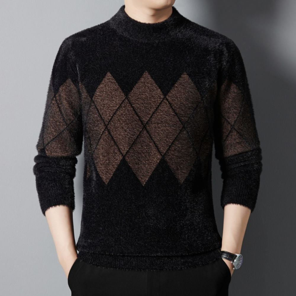 Herren-Rundhals-Pullover im klassischen Argyle-Muster