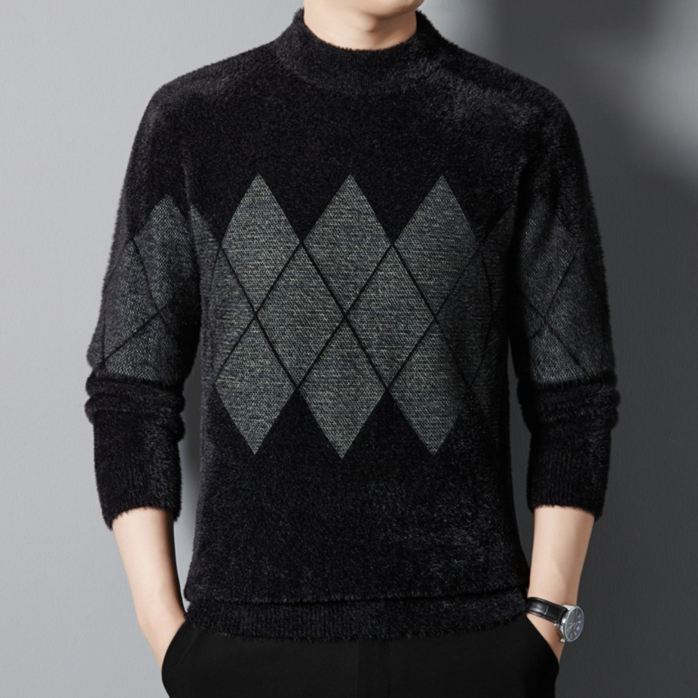Herren-Rundhals-Pullover im klassischen Argyle-Muster