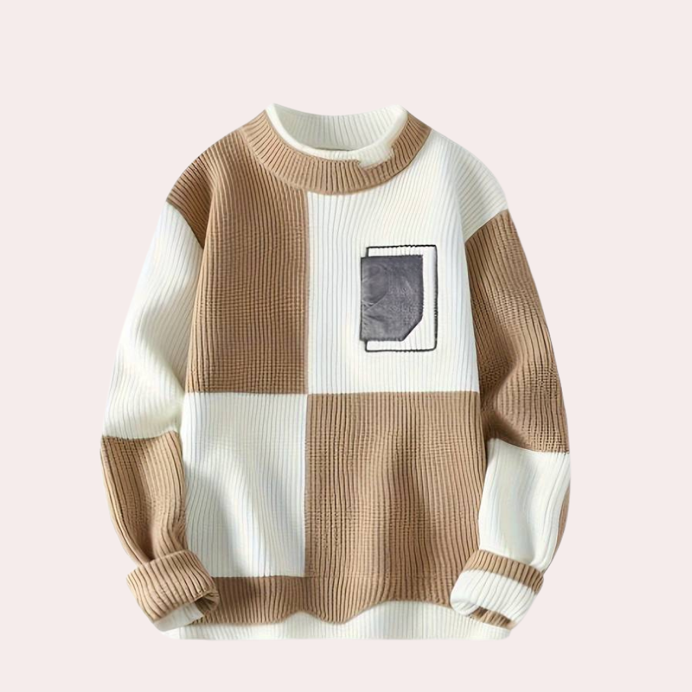 Krohn-e | Strickpullover mit Karierter Kontrast Weiches Strick Modernes Design