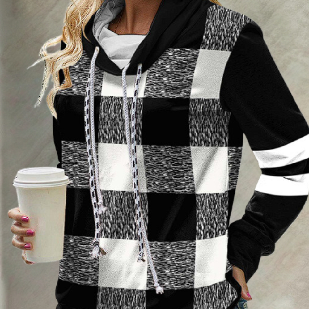 Delia Damen Hoodie: Modischer Karo-Look