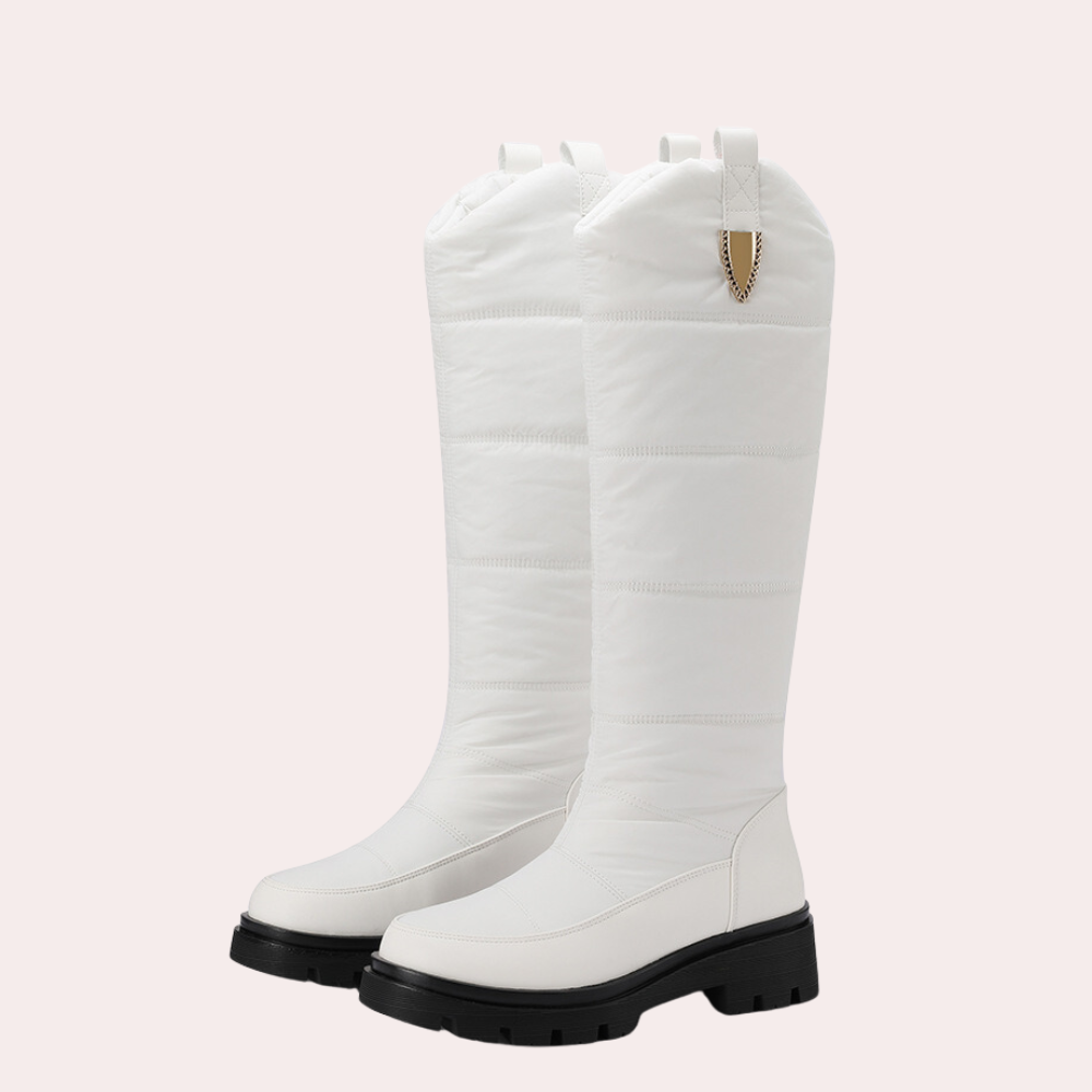 Krohn-e | Knielange Stiefel – Schmeichelhafte Passform – Gepolsterter Schaft – Polierte Oberfläche – Robuste Sohle
