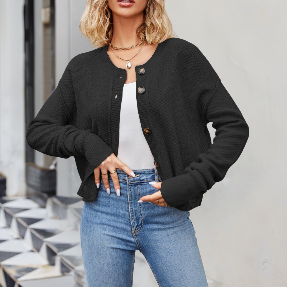 Krohn-e | Kurze Strickjacke Strukturiertes Muster Moderne Passform