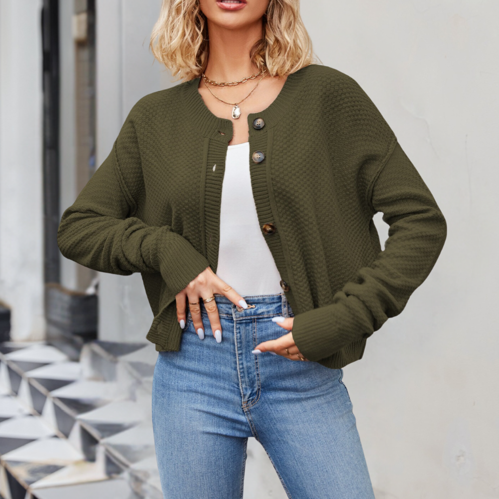 Krohn-e | Kurze Strickjacke Strukturiertes Muster Moderne Passform