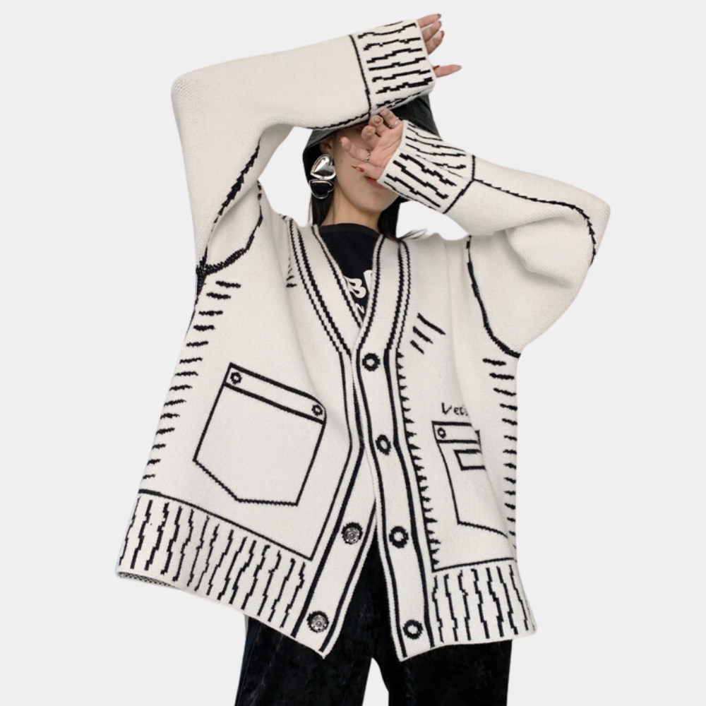 Strickjacke Theodosia:  Einzigartiger Druck, verspielt