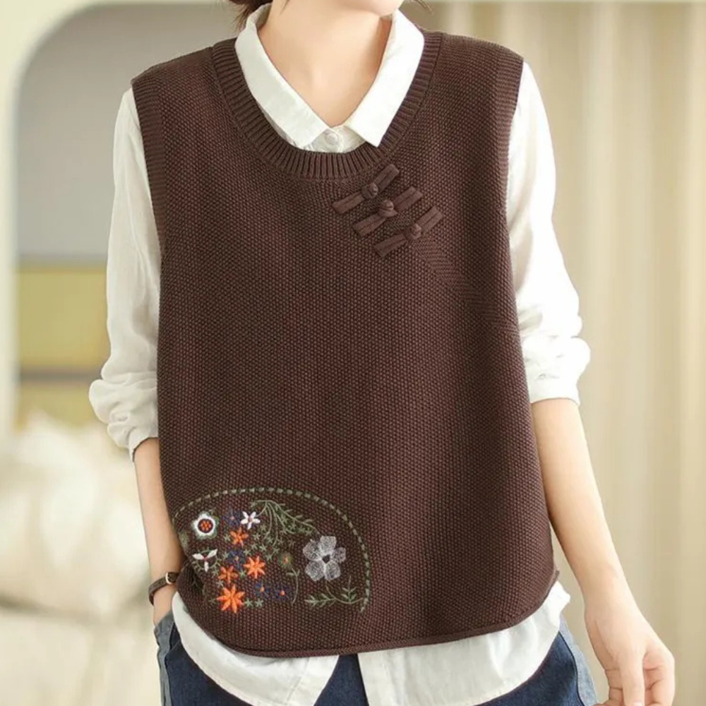 Damenweste Penina mit aufwendiger Blumenstickerei