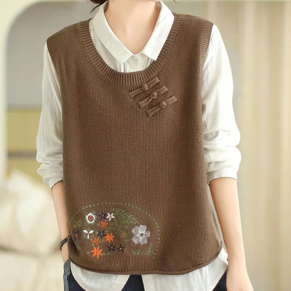 Damenweste Penina mit aufwendiger Blumenstickerei