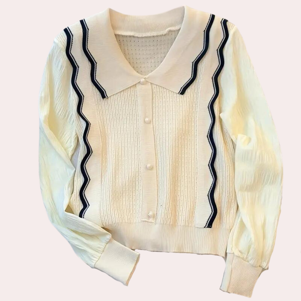 Elegantes Damen-Pullover mit modischem Kontrastkragen von Marioria