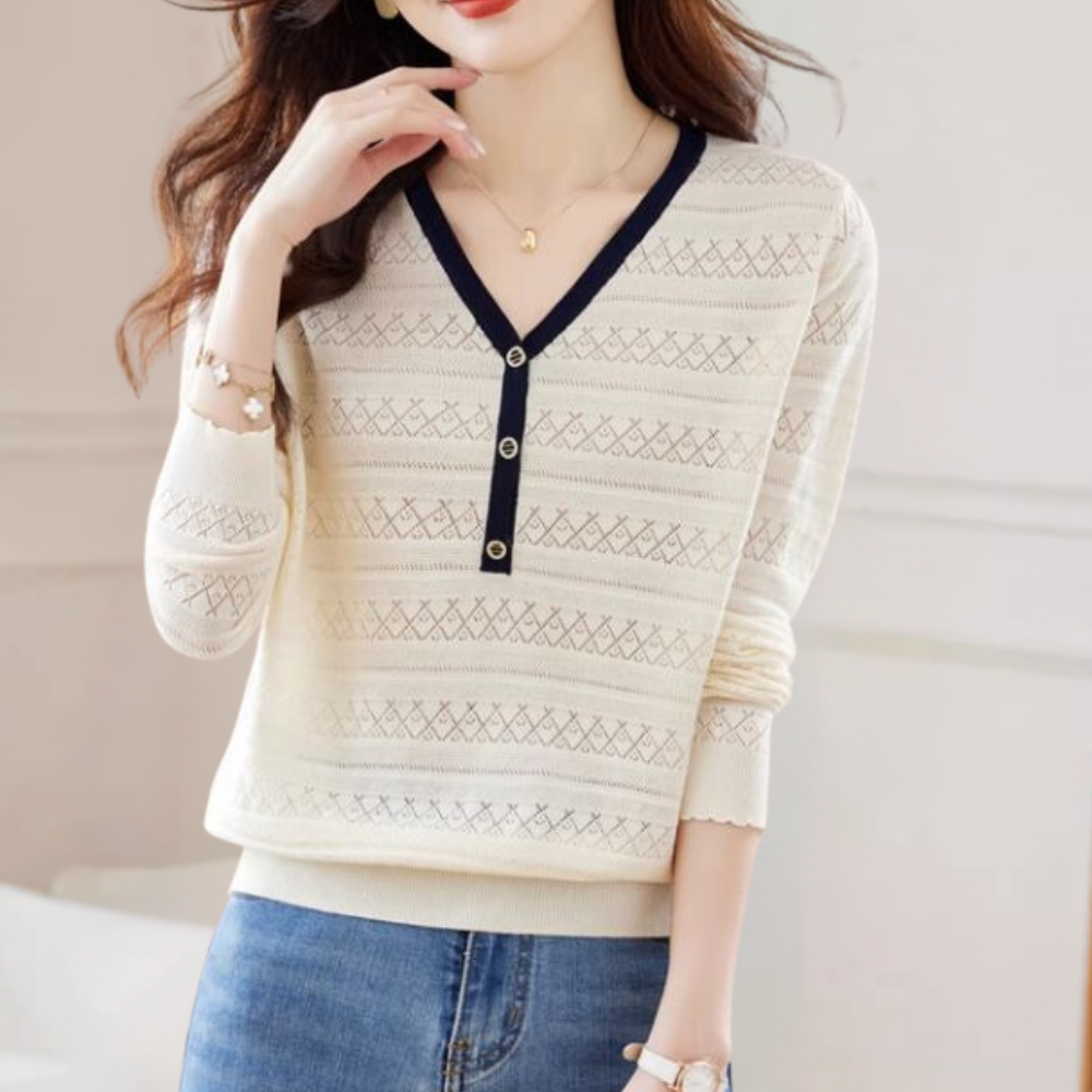 Eleganter Damenpullover mit tiefem V-Ausschnitt von Lioren