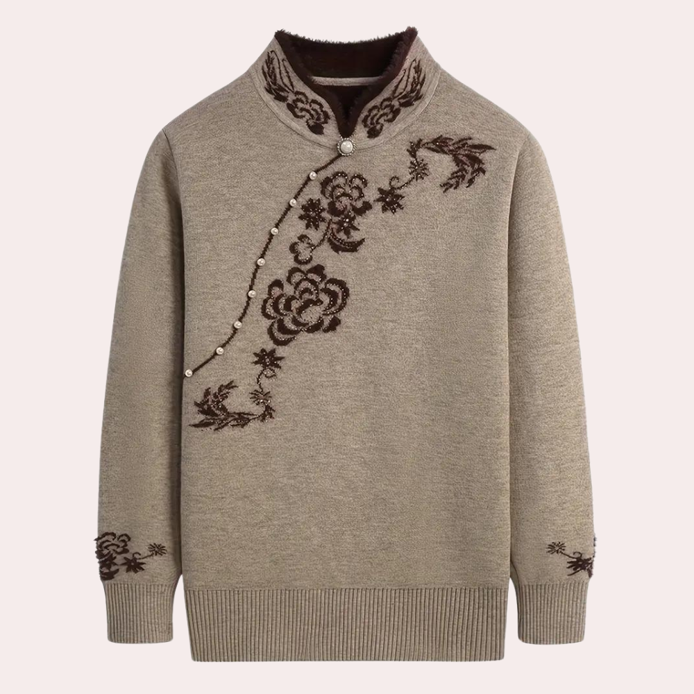 Elegantes Damen-Pullover mit edlem Mandarin-Kragen von Emiliya