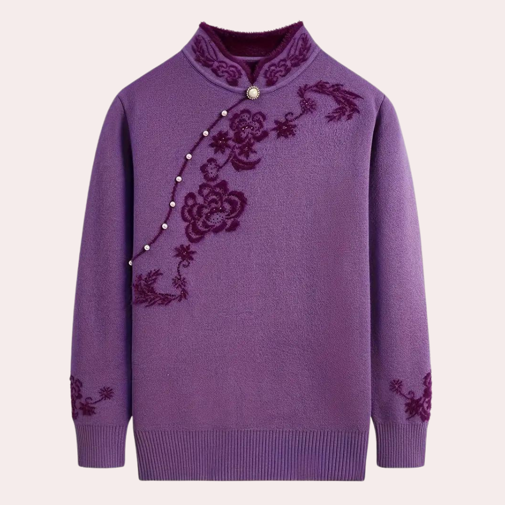 Elegantes Damen-Pullover mit edlem Mandarin-Kragen von Emiliya