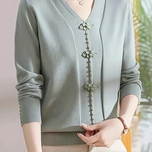 Eleganter Damenpullover Katiya mit V-Ausschnitt und stilvollem Design
 - Krohn-e