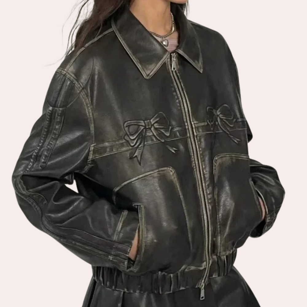 Krohn-e | Vintage-Jacke mit Schleifenknopf für Damen, Herbstkollektion
