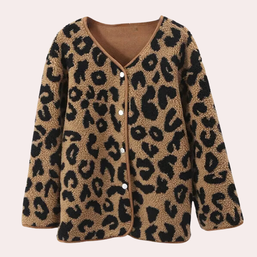 Krohn-e | Eleganter Herbstmantel mit Leopardenmuster für Frauen