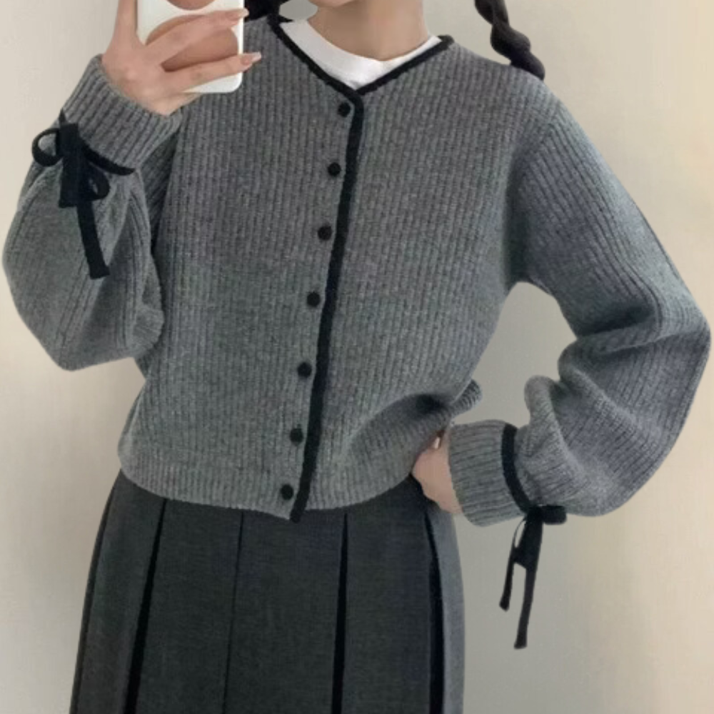 Modische Strickjacke im Retro-Stil für Damen in Lavendel